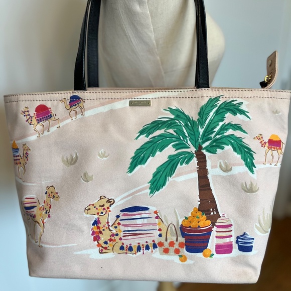 Kate Spade  “Spice Things Up” Camel Francis Canvas Tote - Picture 1 of 5